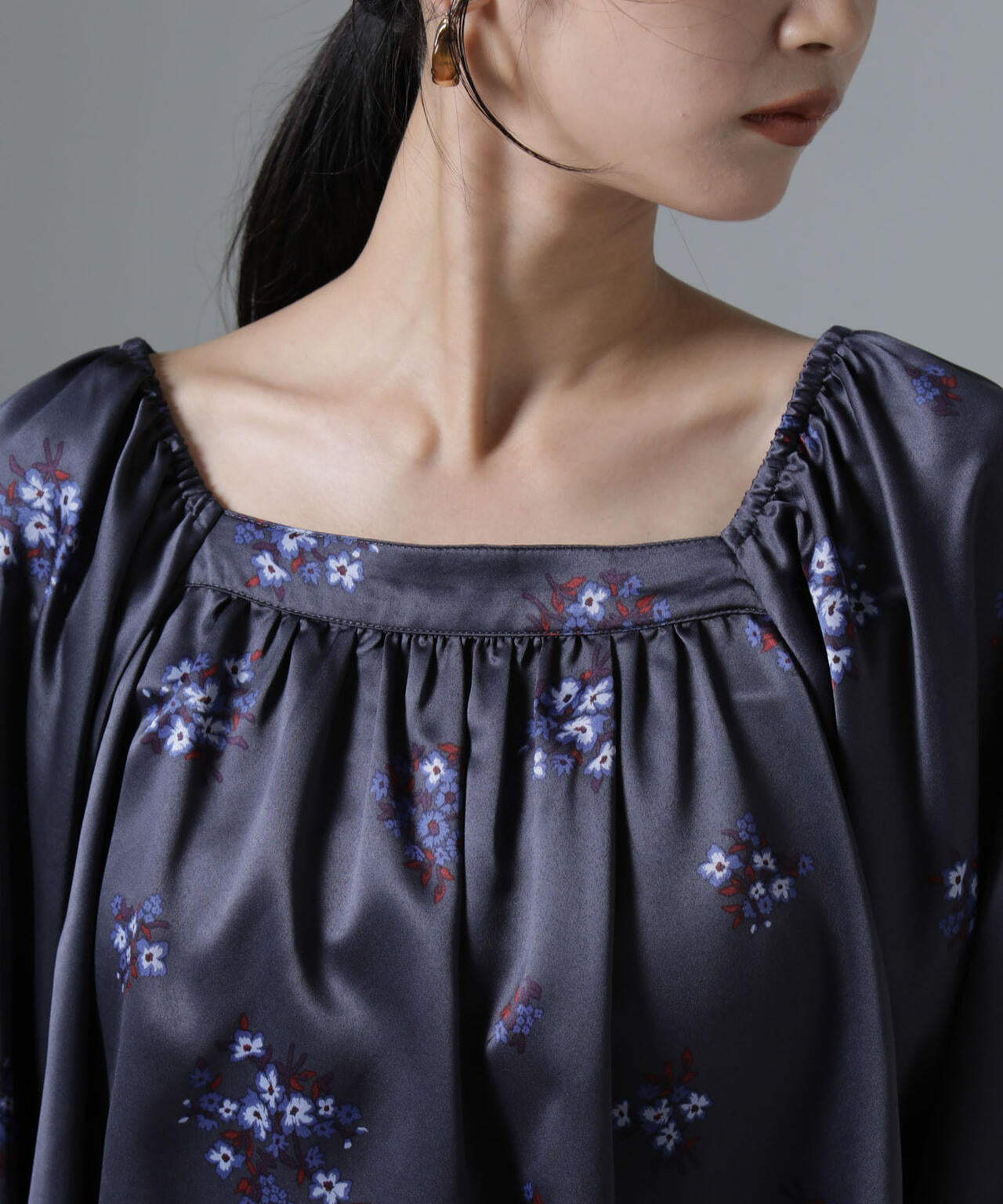 オフショル 2WAY フラワープリント ブラウス