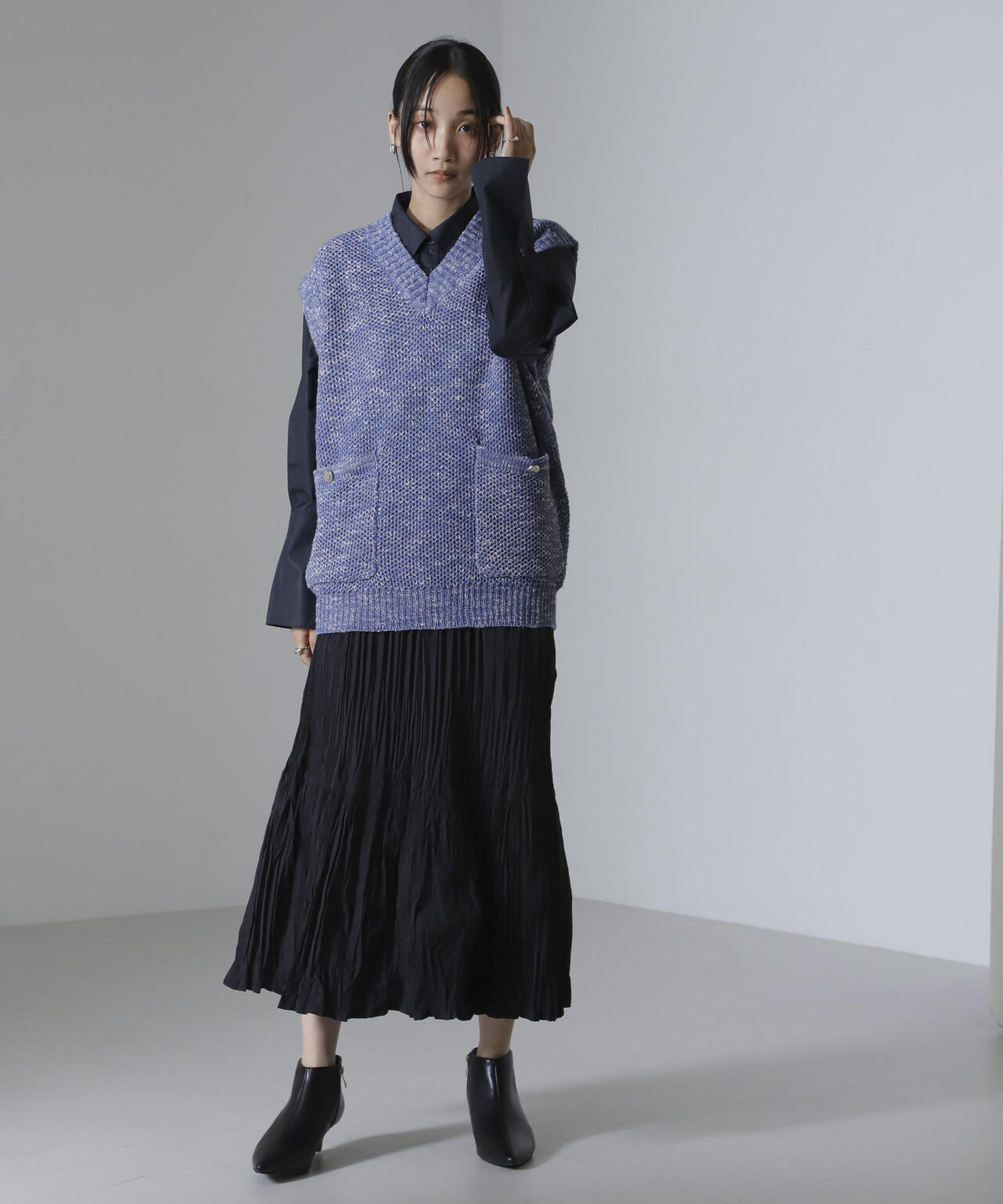 ツイード 調 ニット ベスト