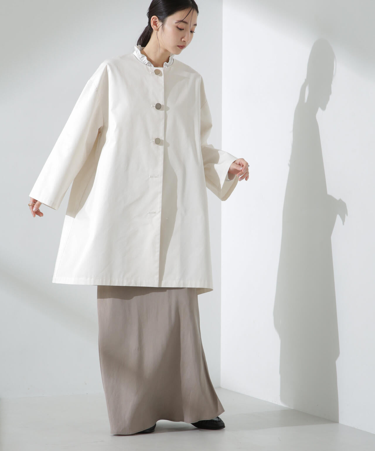 撥水 & 花粉ガード ノーカラー コート