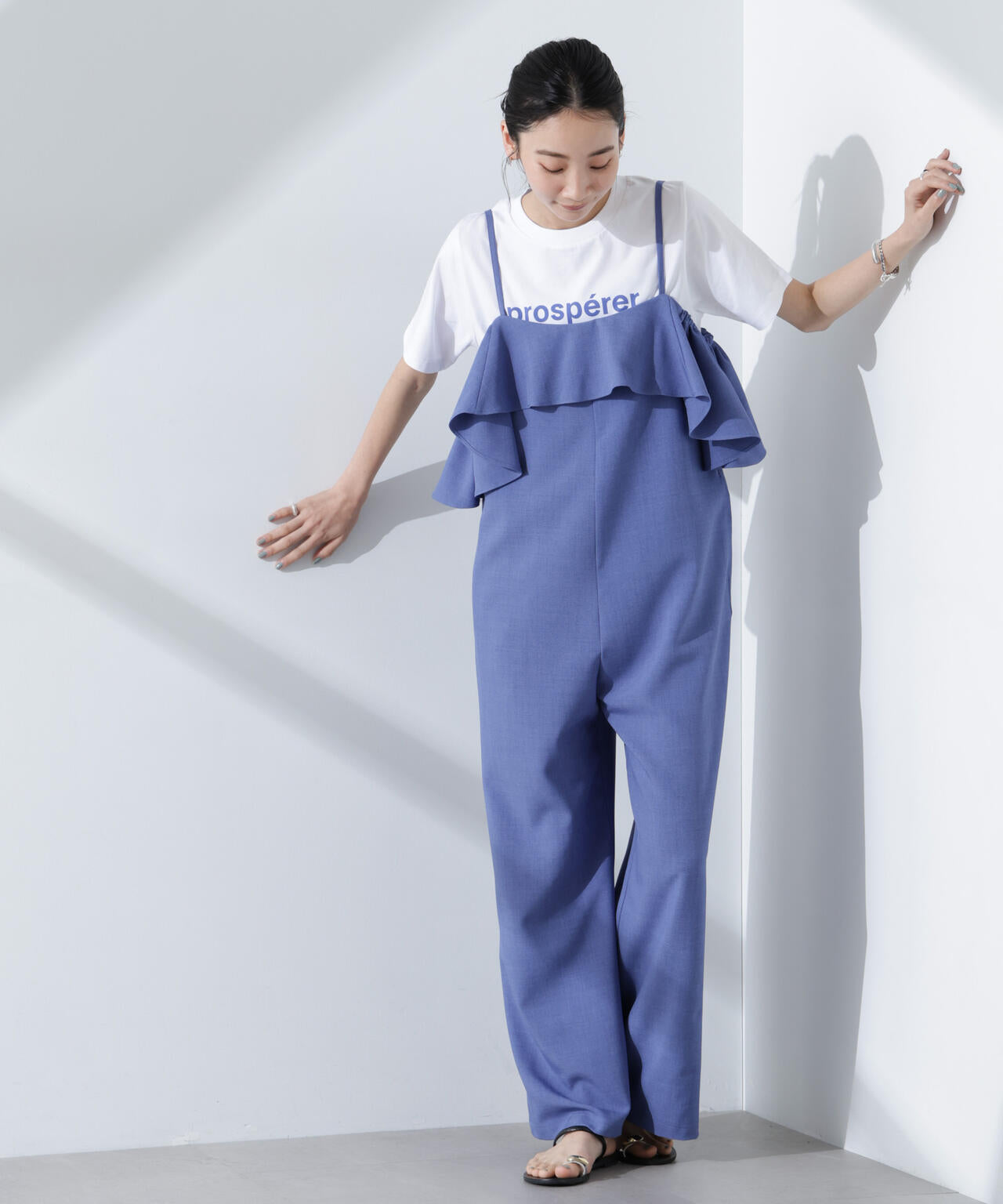 2way オフショルダー フリル オールインワン