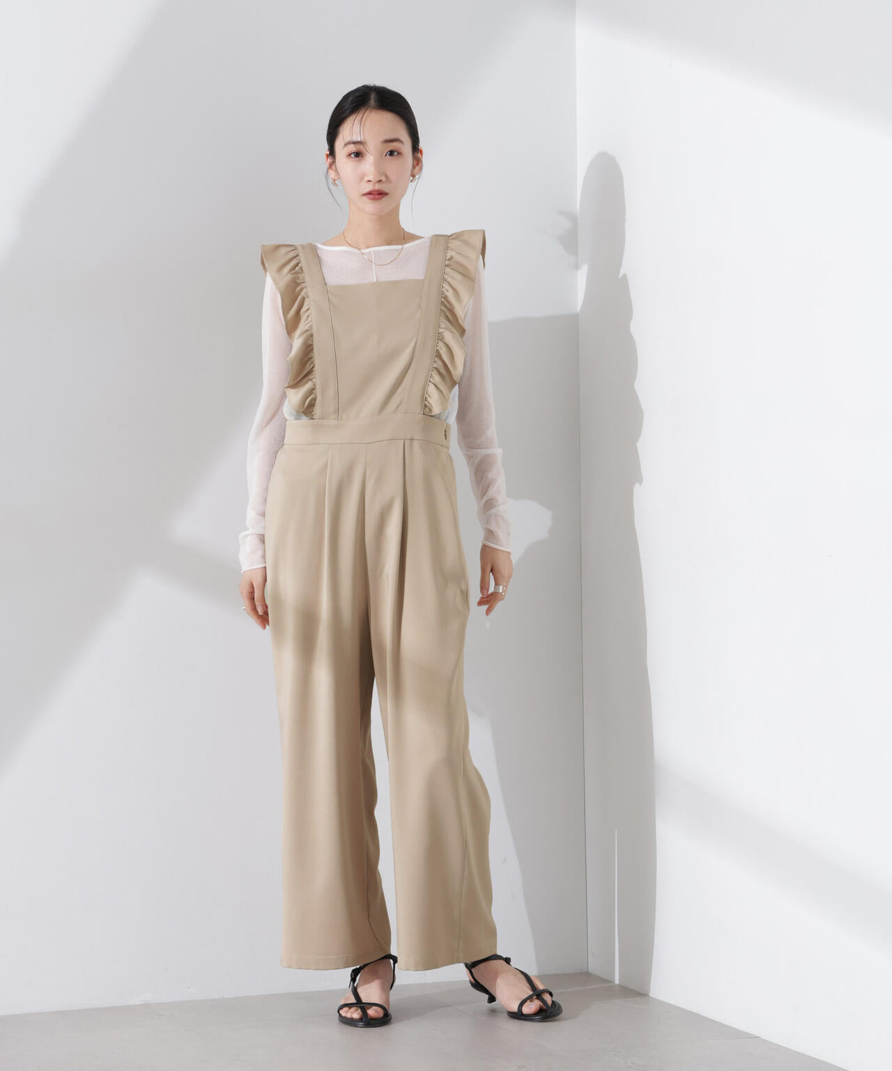 フリルスリーブ オールインワン