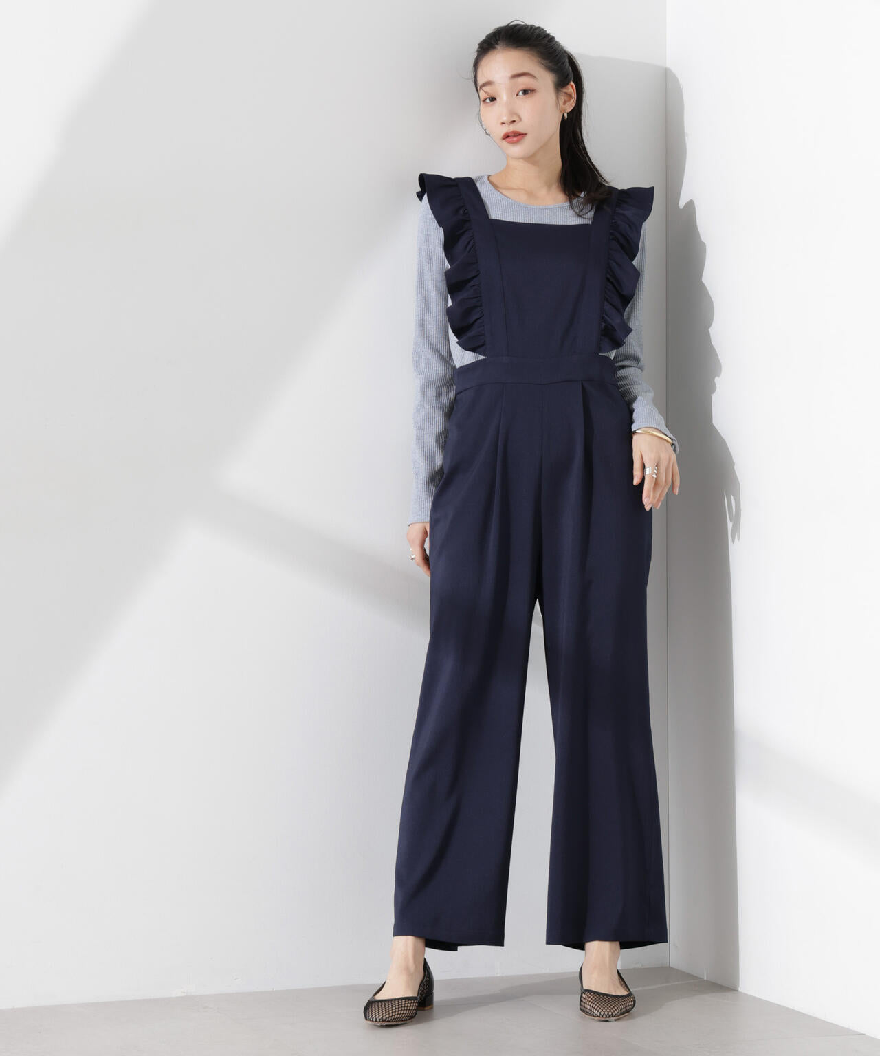 フリルスリーブ オールインワン