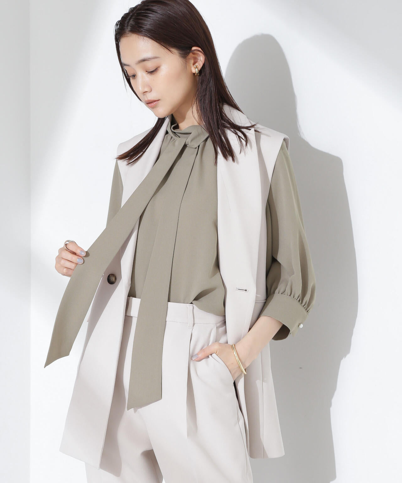 ボウタイ 取り外し可 2way ブラウス