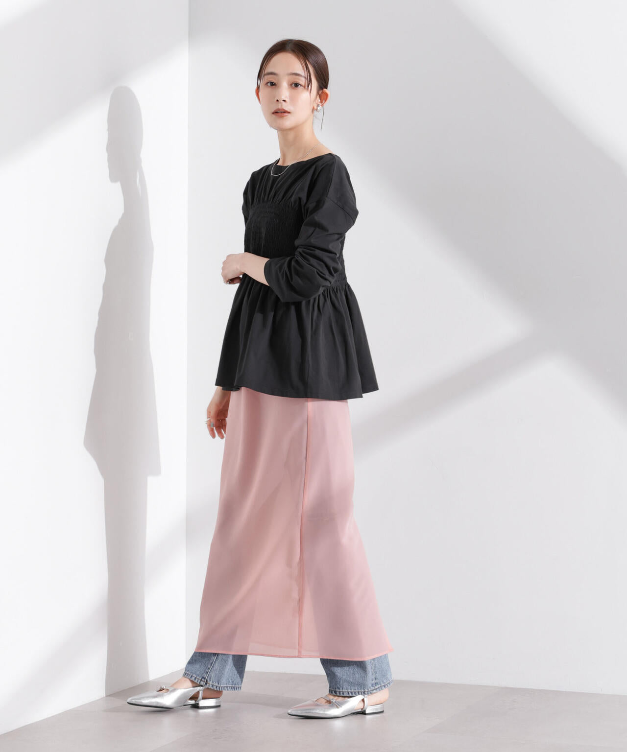 シャーリングデザイン カットソー