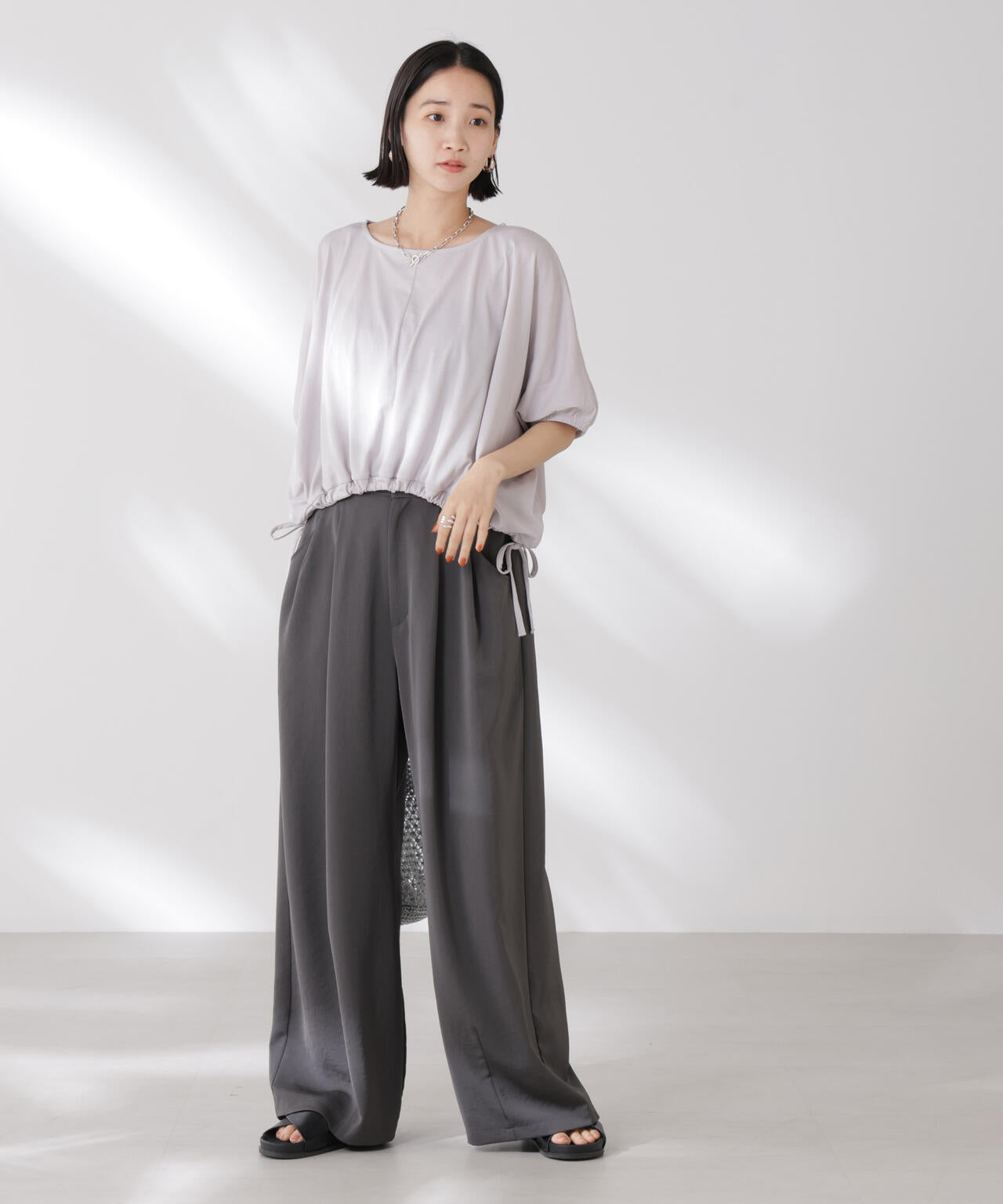 吸水速乾 抗菌 防臭 クロップド ドロスト トップス