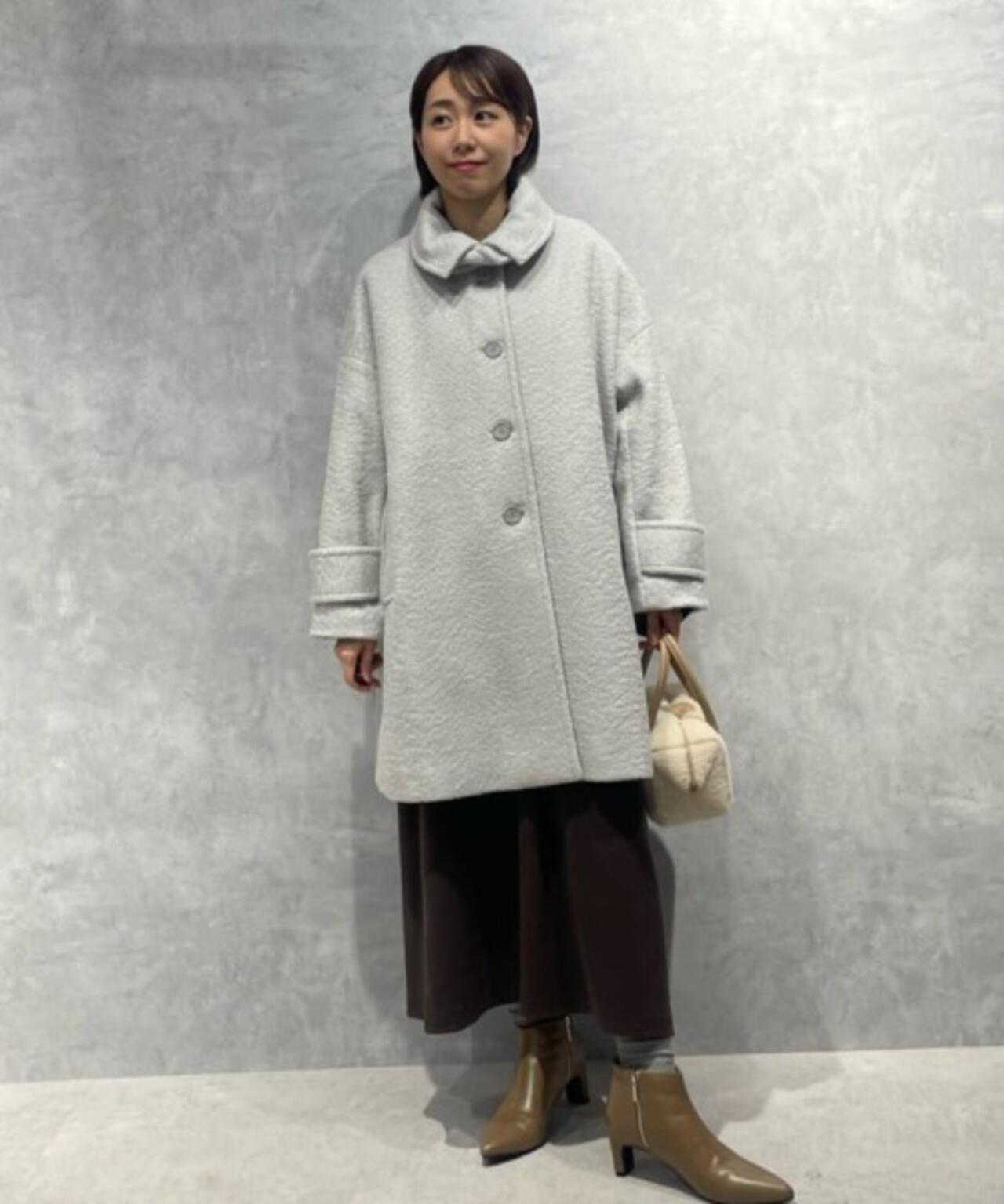 ブークレ スタンドカラー ミドルコート