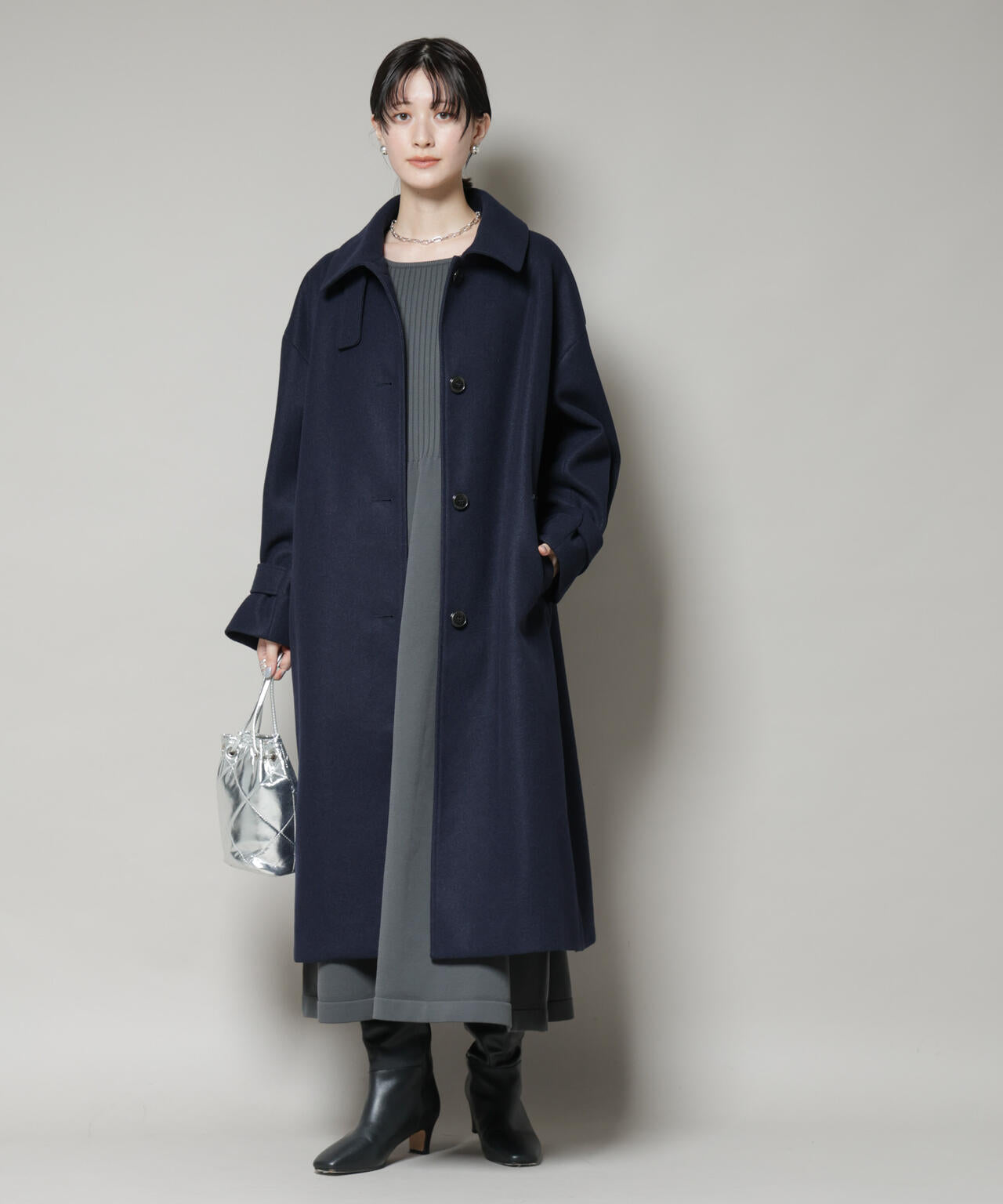 メルトン ジャージー ステンカラーコート