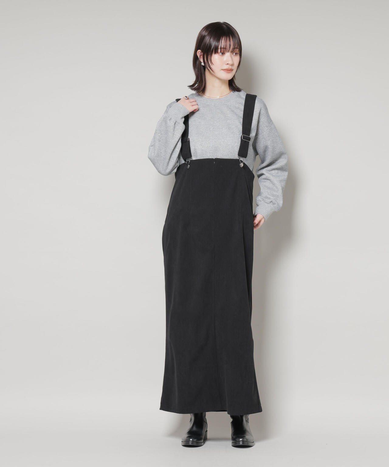 ストレッチ起毛 ジャンパースカート ( セットアップ 可)