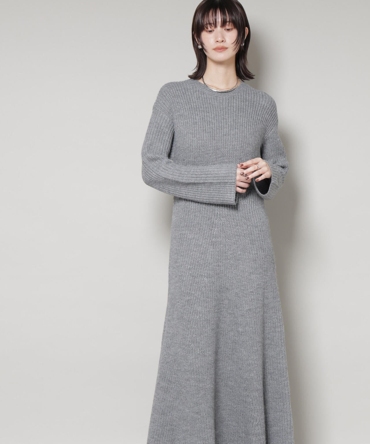 片畦 フレア ニット ワンピース