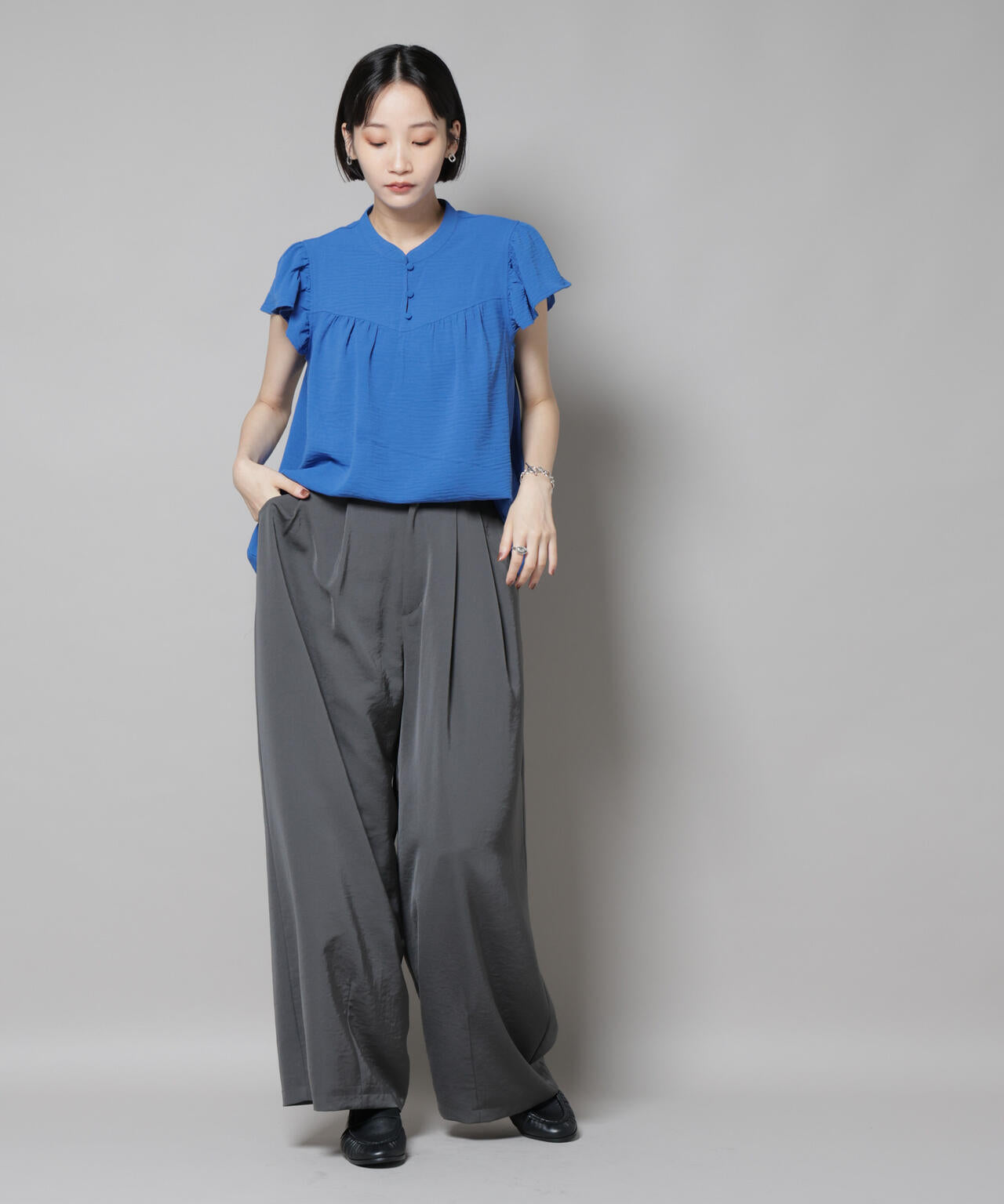 フリル スリーブ ブラウス ( セットアップ 可 )