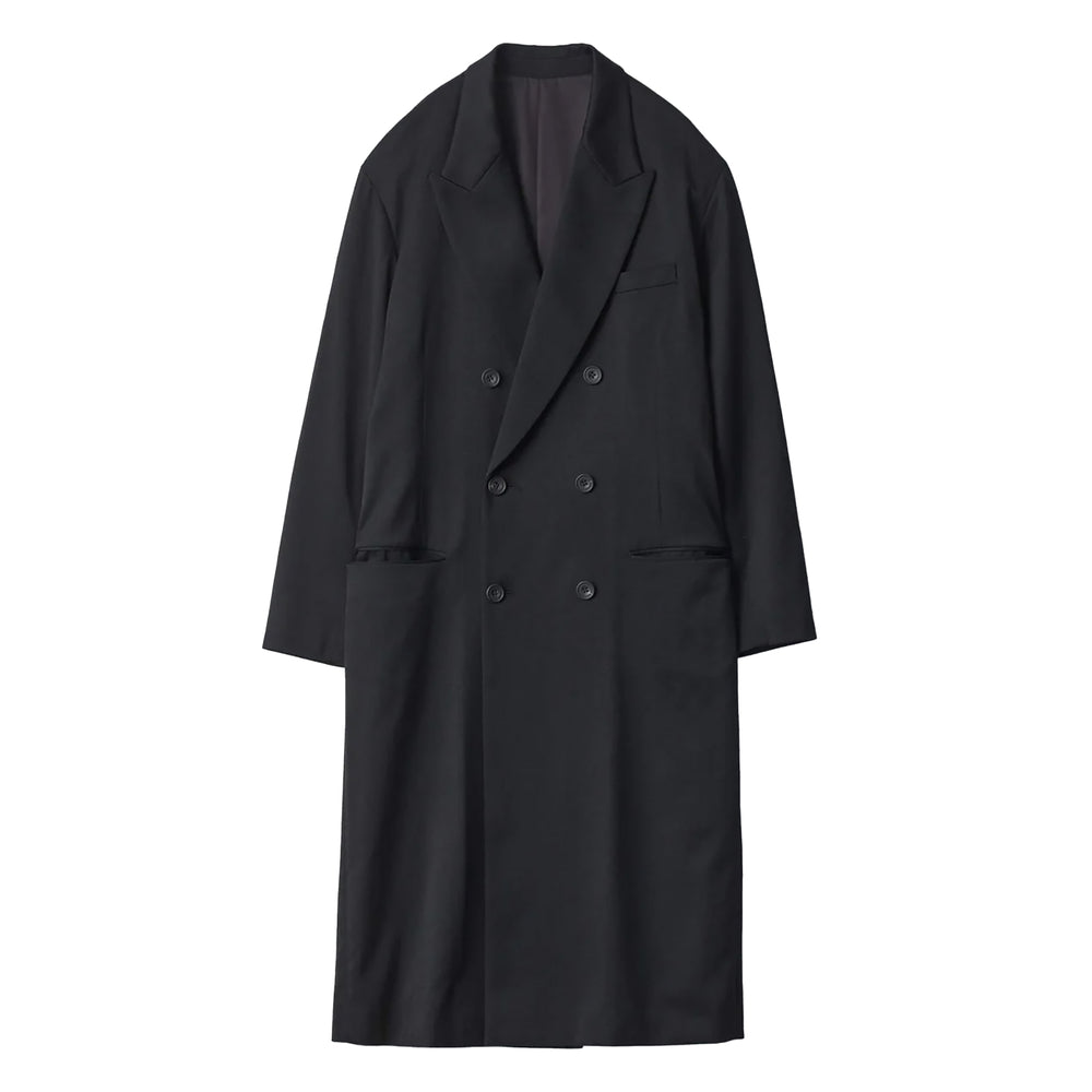W/SI SATIN PEAK LAPEL LONG COAT – OBLIGE
