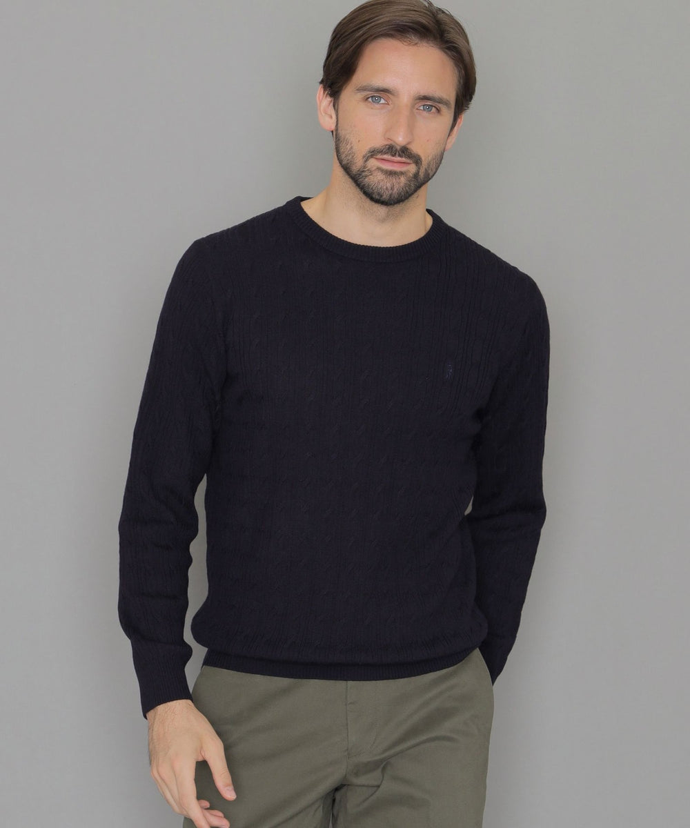 WEB・一部店舗限定】ハイゲージケーブルクルーネックニット(トップス