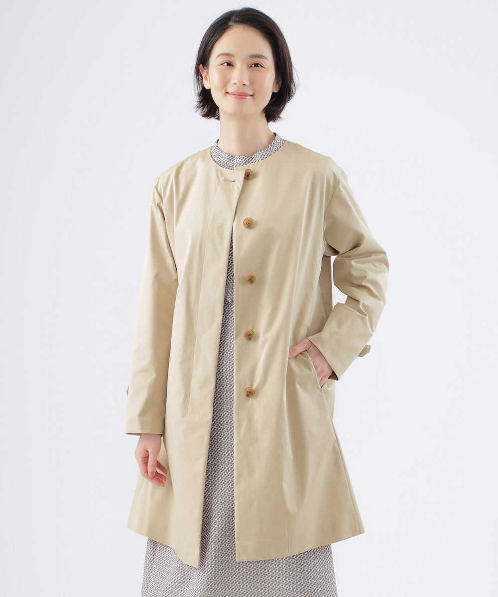 はっ水】【ウォッシャブル】ファンクションツイルノーカラーコート