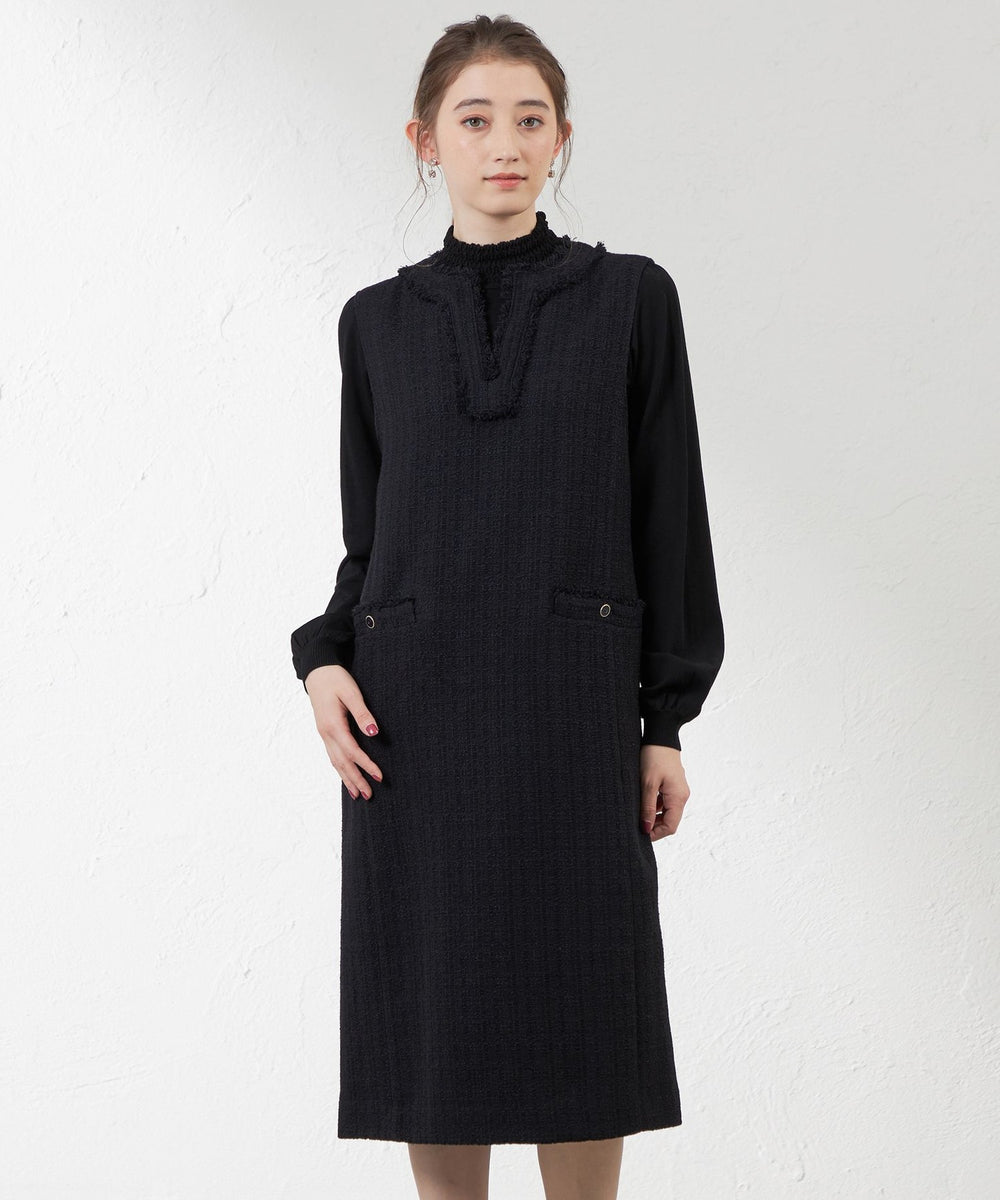 尾州素材】ツイードネイビーワンピース(ワンピース)｜AMACA(アマカ)の
