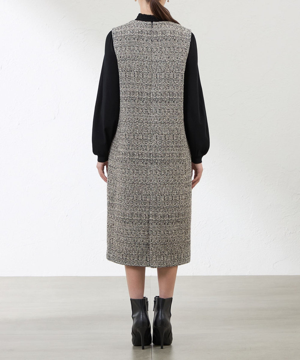 Anniversary Piece】【尾州素材】ツイードジャンパードレス(ワンピース