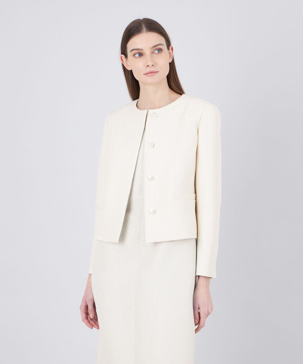 EPOCA DI BASE】 メタルラメジャカード ノーカラージャケット 《WEB＆