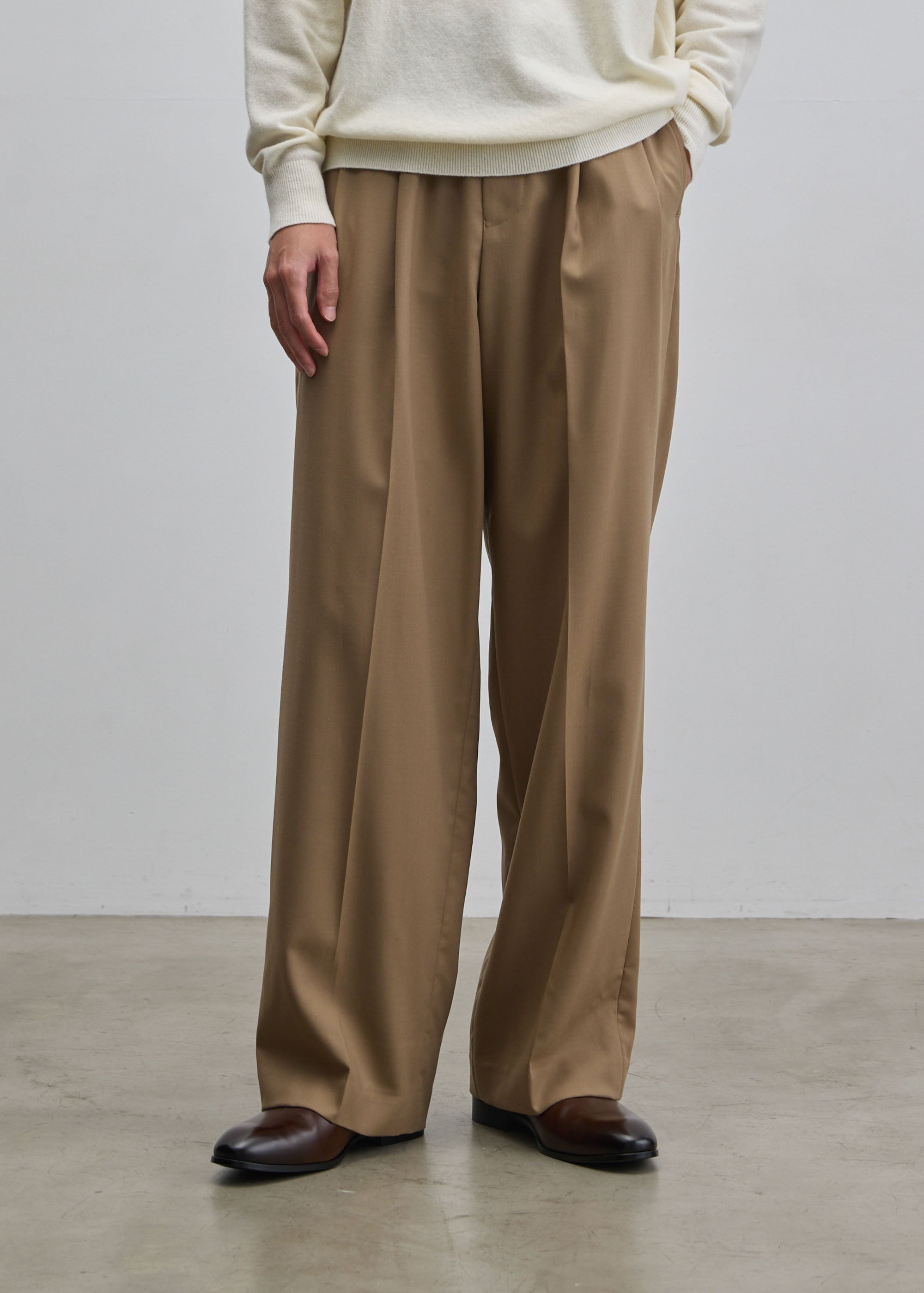 ウールツイルタックワイドストレートパンツ｜SOÉJU k - SOÉJU online store