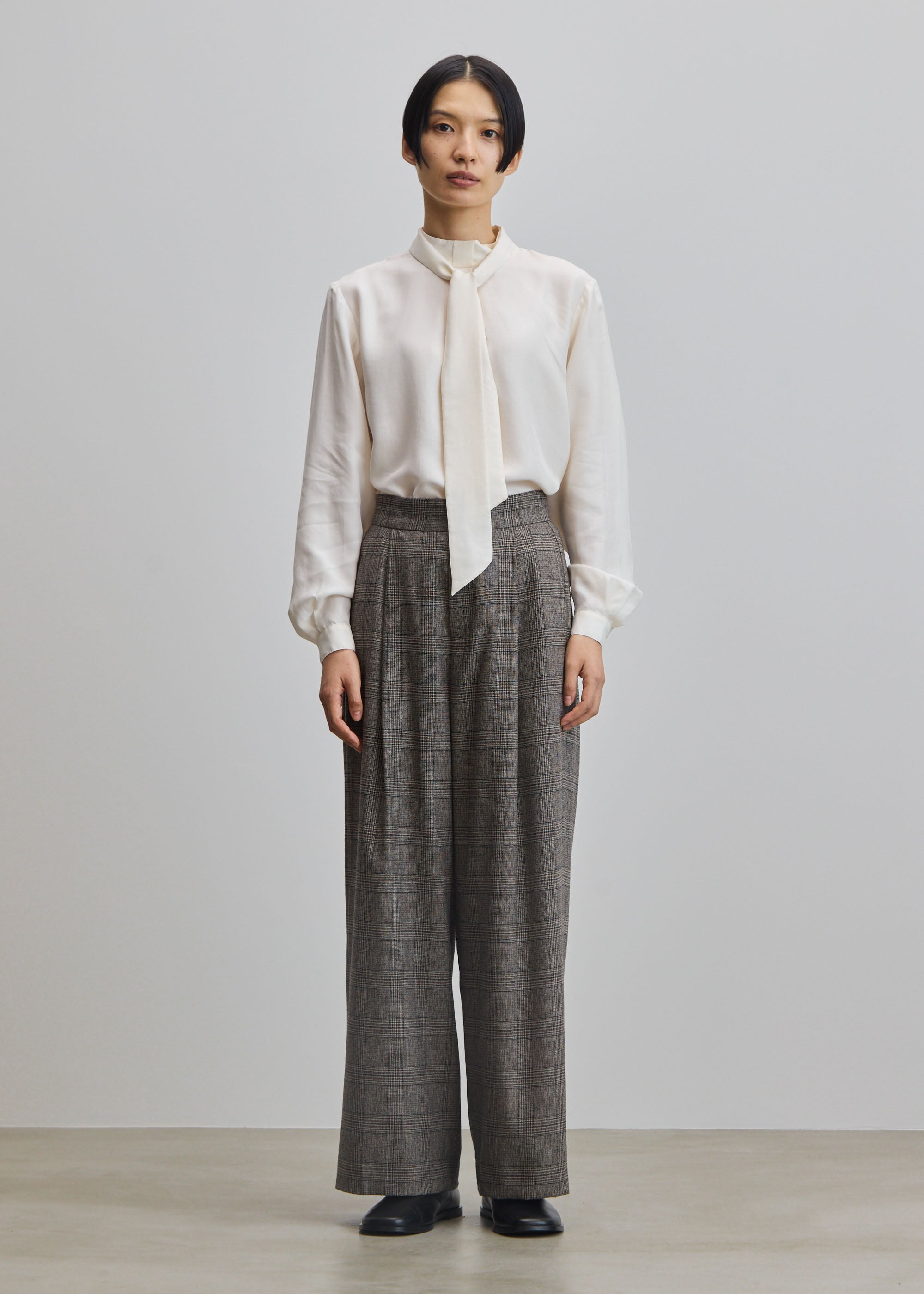 グレンチェックタックワイドパンツ- SOÉJU online store｜上質な大人の