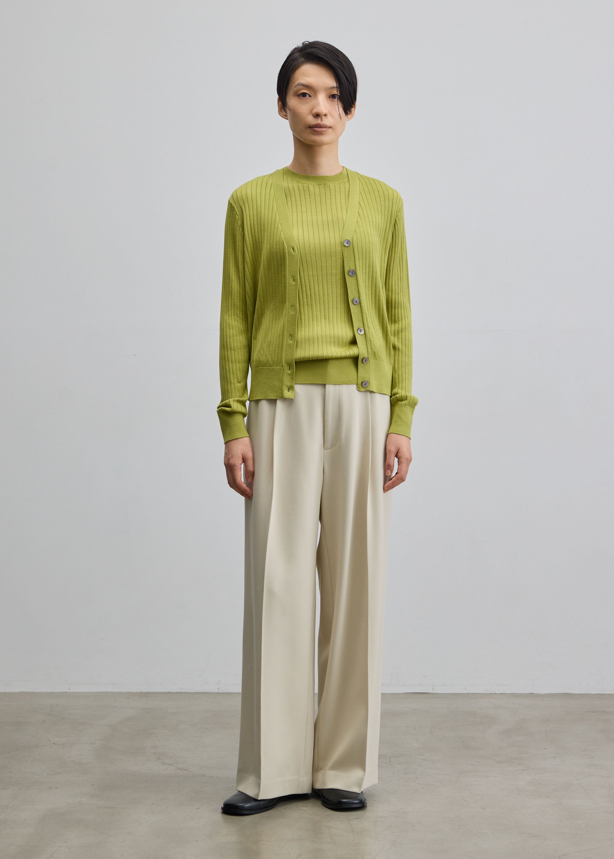 シルクワイドリブVネックカーディガン - SOÉJU online store｜上質な