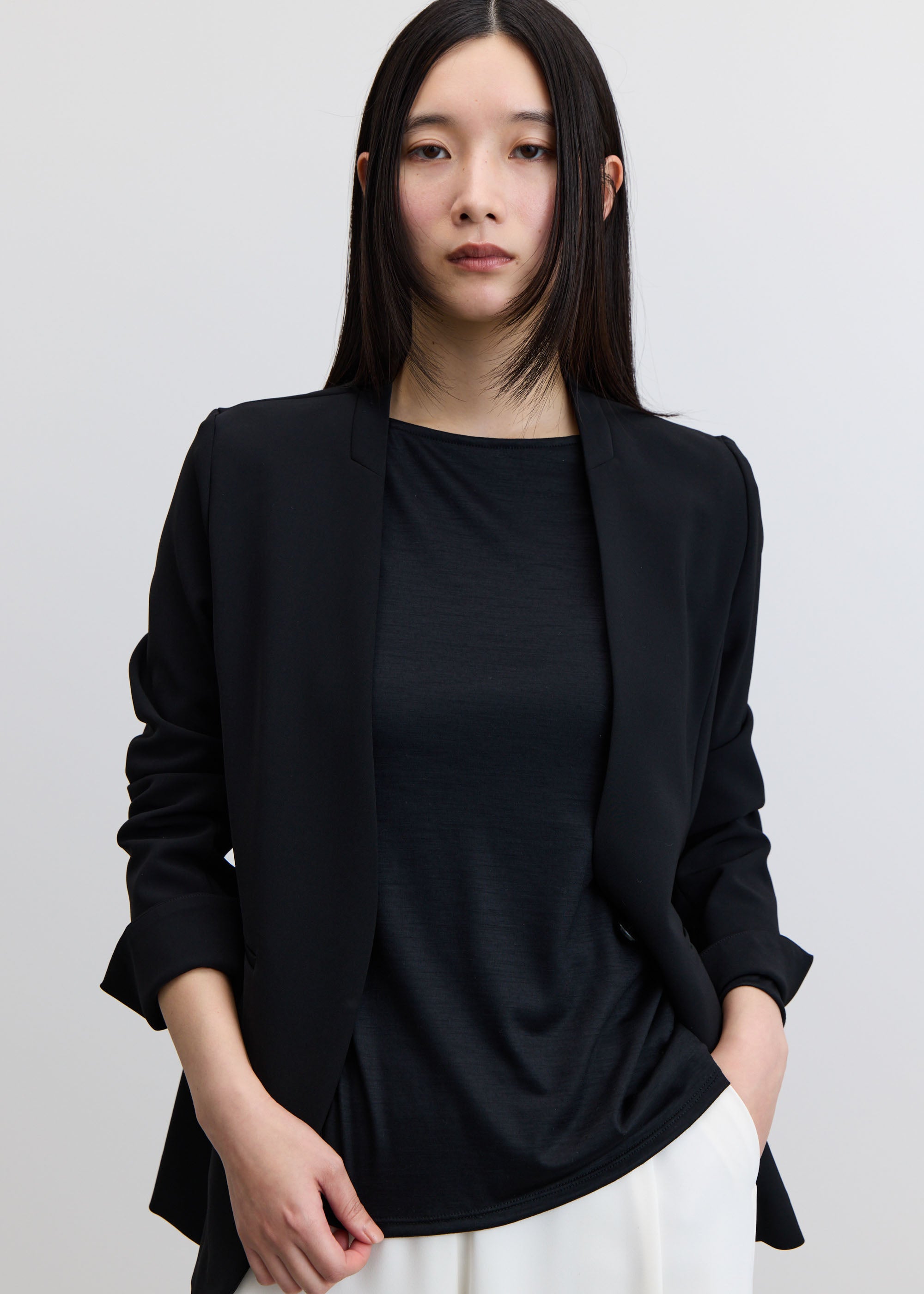 ストレッチファインノーカラージャケット - SOÉJU online store｜上質