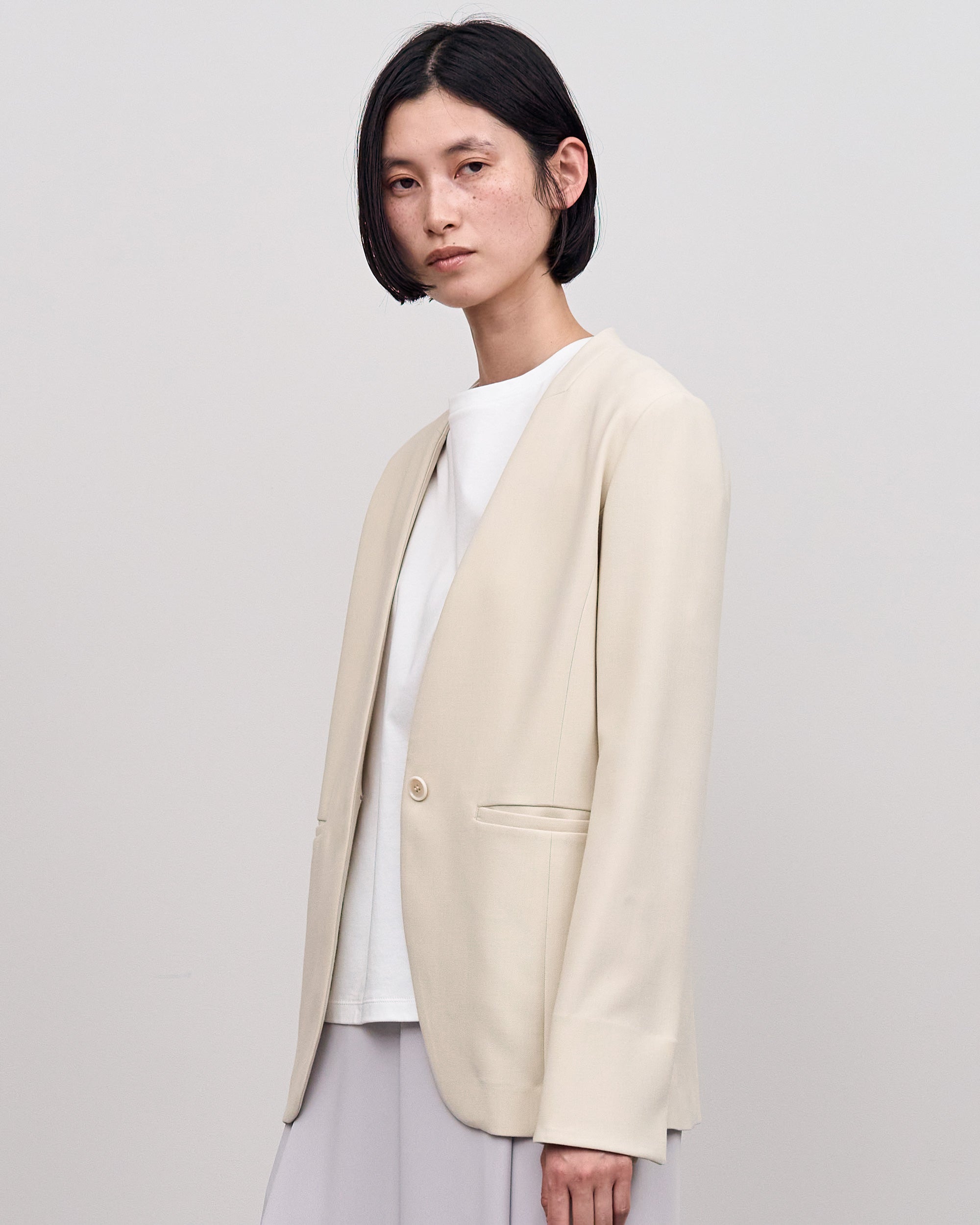 ウールライクノーカラージャケット - SOÉJU online store｜上質な大人