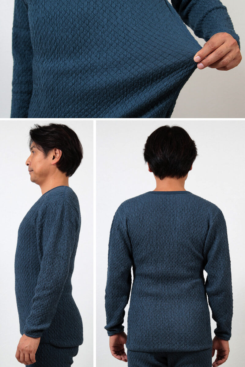 ひだまり チョモランマ 紳士 長袖丸首シャツ M～LL 保温力 透湿性 消臭