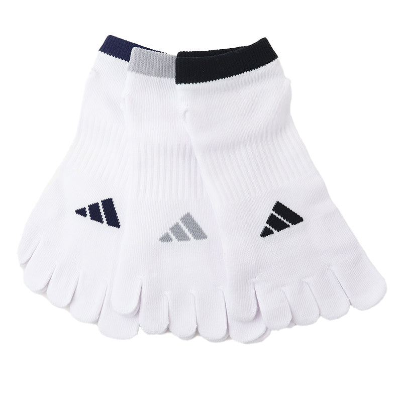 メンズ 靴下 5本指 ソックス くるぶし丈 紳士 adidas 消臭 3足組 24