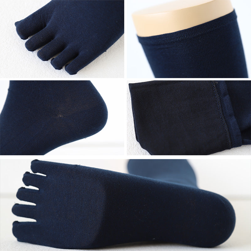 福助 満足 ビジネスソックス 5本指 メンズ ハイソックス 靴下 25-26