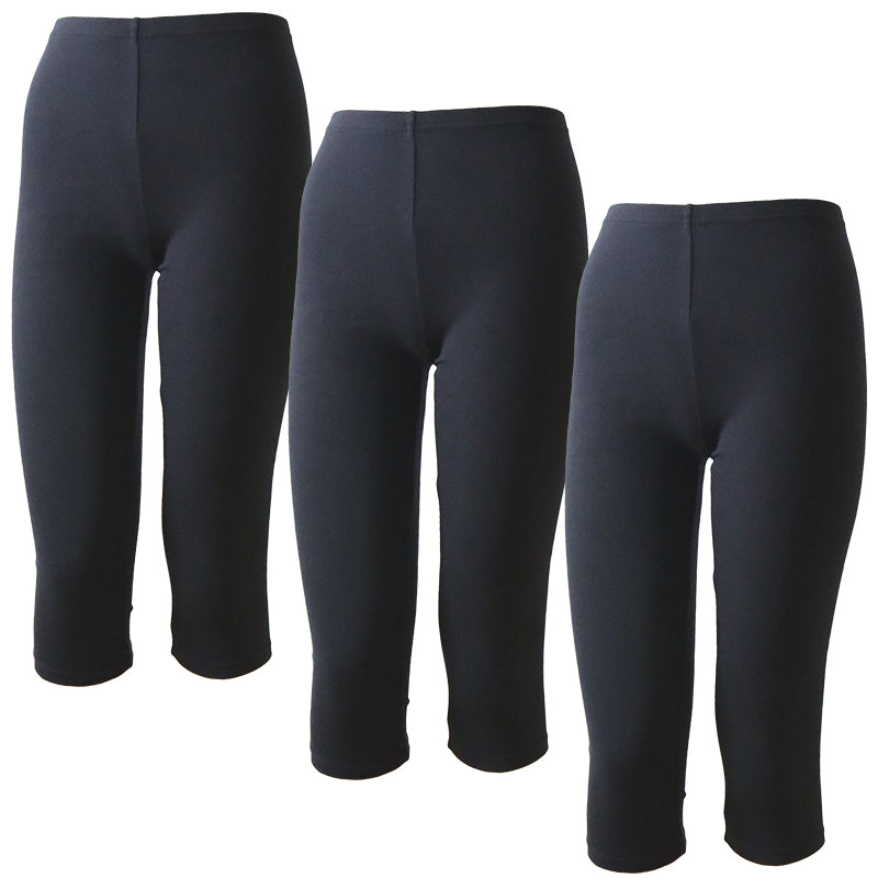 綿混レディーススパッツ 7分丈 3枚セット S～LL 女性用 婦人 レギンス