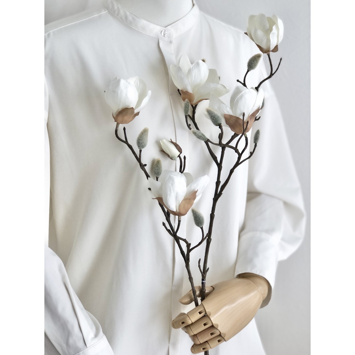 即日☆【造花】アスカ/マグノリア×5 つぼみ×12 ホワイト/A-34132-1