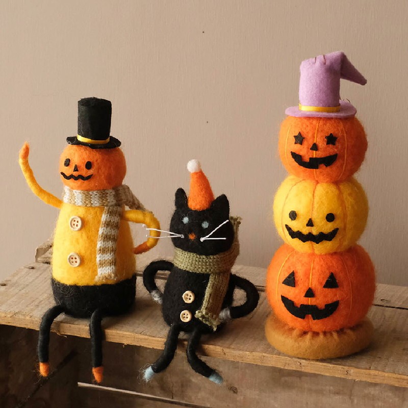 GREENHOUSE/HW羊毛フェルトオーナメント 3段かぼちゃタワー/HW594 - 花