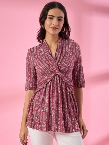 twisted-neck-fit--flare-jersey