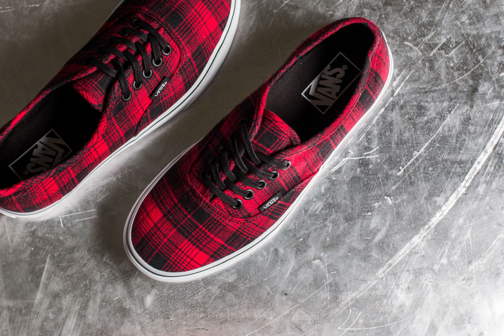 Men's shoes Vans Authentic Plaid Flannel Rectangle Red/ True White