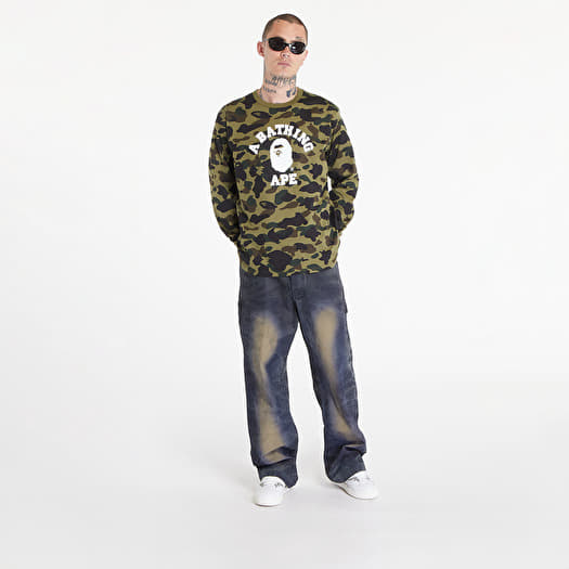 T-shirts A BATHING APE 1St Camo College Long Sleeve Tee Green
