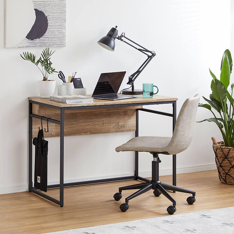 木目調デスク スチール脚[幅98] | 【公式】LOWYA(ロウヤ) 家具