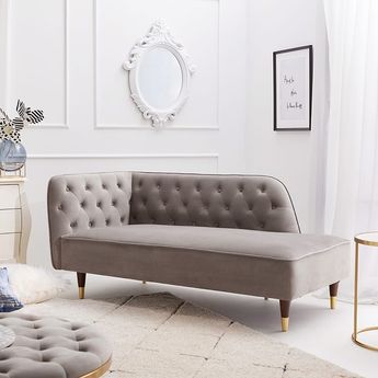 幅149] ソファ 2人掛けソファ カウチソファ ベルベット調 天然木