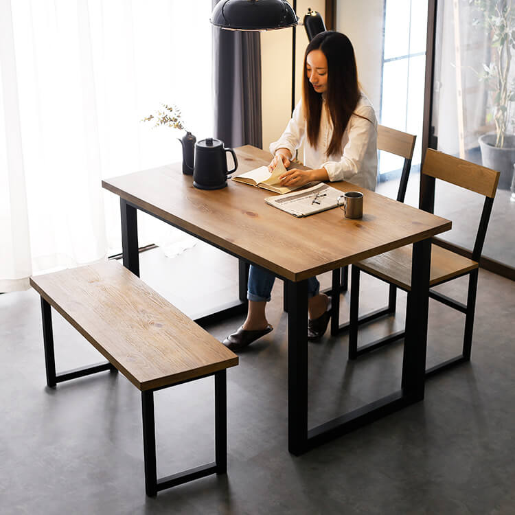 ヴィンテージ風4人掛けダイニングベンチセット(ナチュラル)[幅120