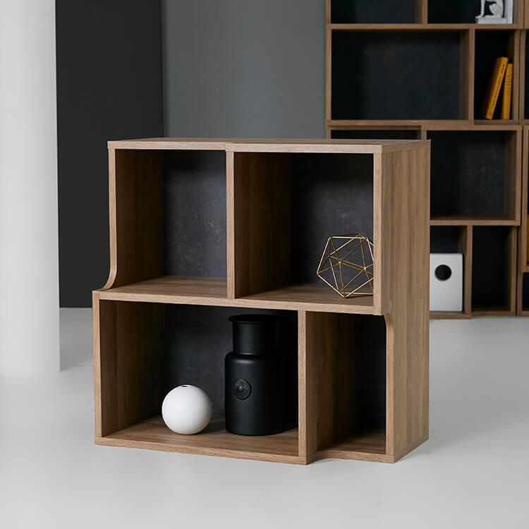 オープンラック(ライトブラウン/グレー)木目調の魅せる収納棚 | 【公式