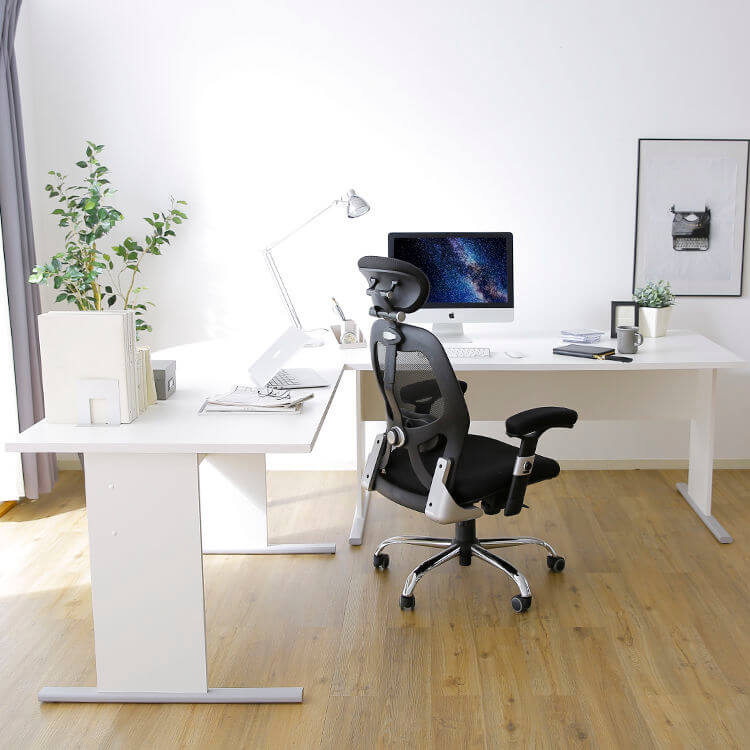 L字デスク(ホワイト)2分割可能 ワークデスク[幅150/120] | 【公式