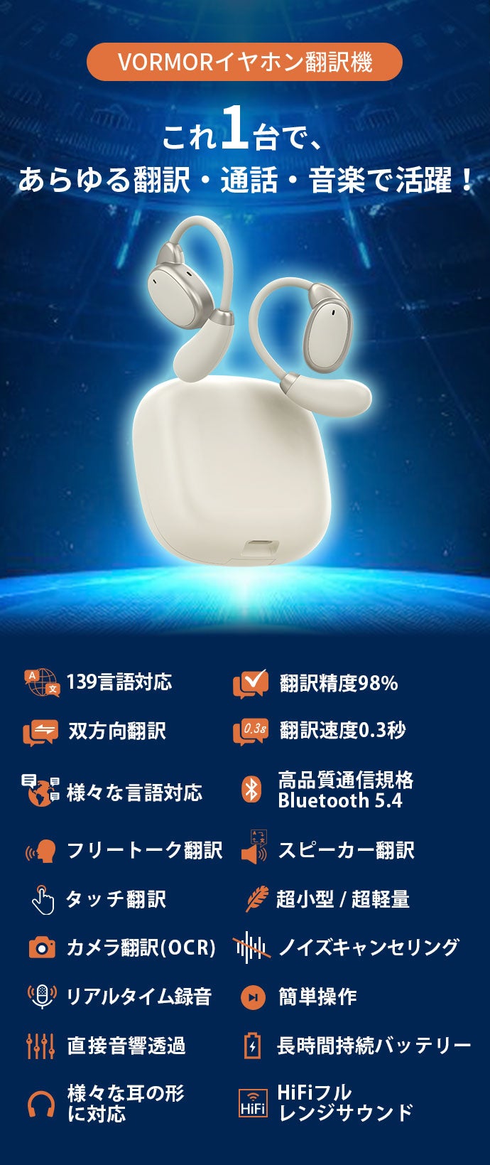 お*ふ様 VORMOR V13 (AIワイヤレス翻訳イヤホン) 139言語対応