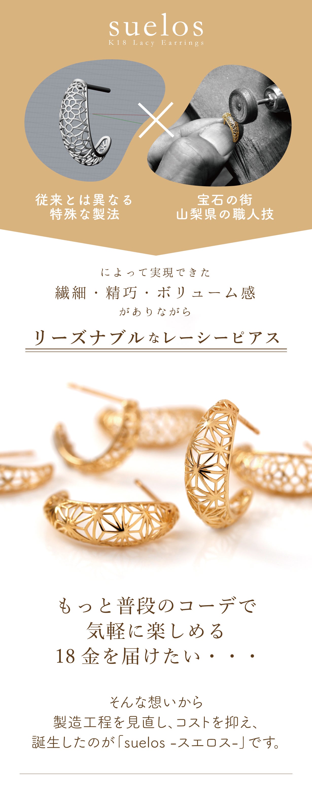 特殊製法により実現できた繊細なデザイン！リーズナブルな新作18金