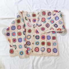 マクマホンニッティングミルズ】クロシェニットカーディガン/フラワー