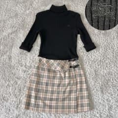 バーバリーブルーレーベル ボース刺繍 ニット切替 ノバチェック