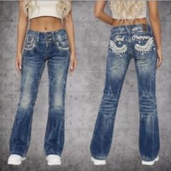 希少✨ REDPEPPER 羽刺繍 フレアデニム 平成ギャル Y2K ローライズ