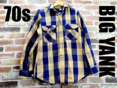 70s BIG YANK】ブルーチェックネルシャツ#544 - メルカリ