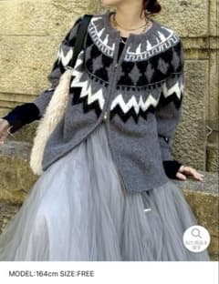 ノルディック柄ジップニットカーディガン DouDou - メルカリ