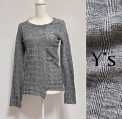 Y's アシンメトリー ウール シワ加工 ワッシャー グレンチェック 再