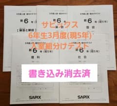 SAPIX 原本 6年 3月入室組分けテスト 書き込みなし - メルカリ