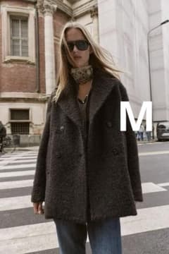 ZARA ザラ ブークレダブルブレストミディ丈コート M - メルカリ