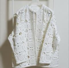 ballsey スクエアモチーフエンブロイダリーノーカラージャケット